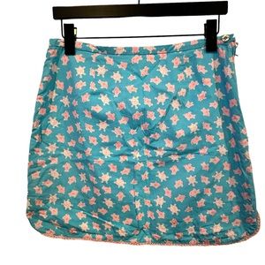 Lilly Pulitzer y2k Vintage Cotton Blue Pink Skirt 10 Turtles topical beach boho